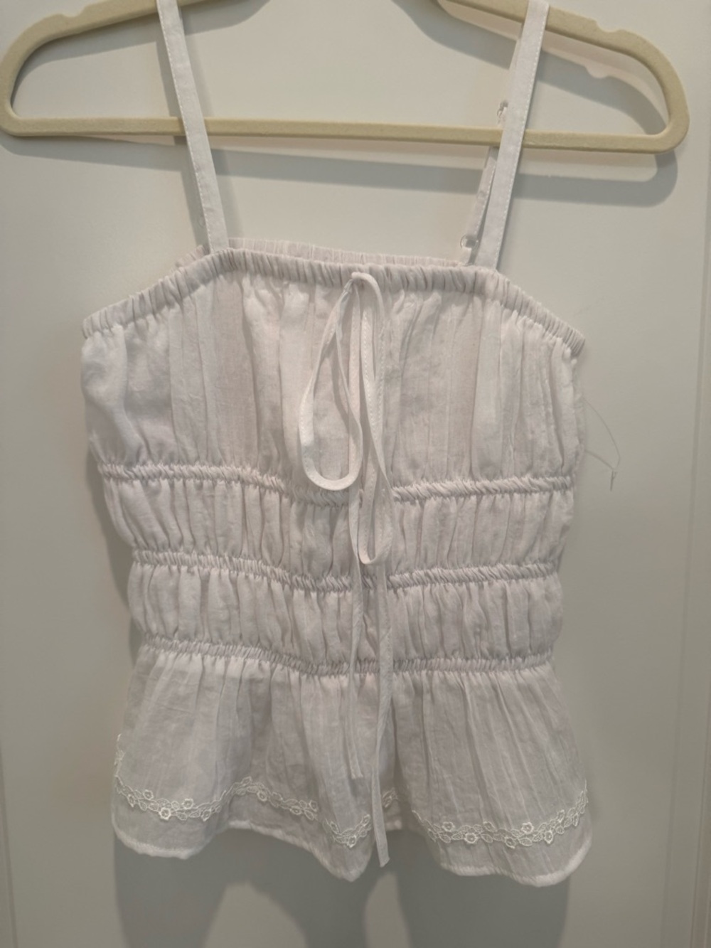 White Smocked Sleeveless Peplum Top -NWOT